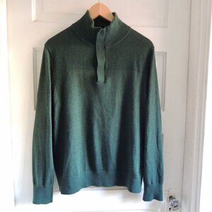 Banana Republic Factory Men's Green Merino Blend Quarter Zip Sweater S